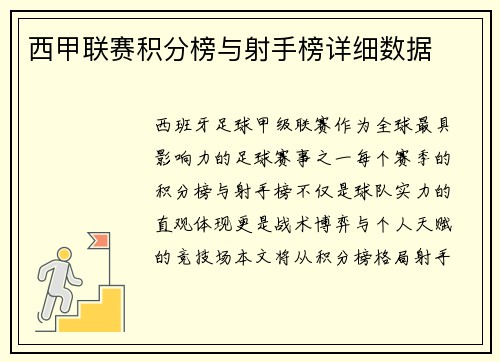 西甲联赛积分榜与射手榜详细数据